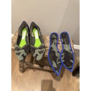 RARE Rothy’s The Point Olive Green Camo Ballet Flat Women's  9  Washable MINT